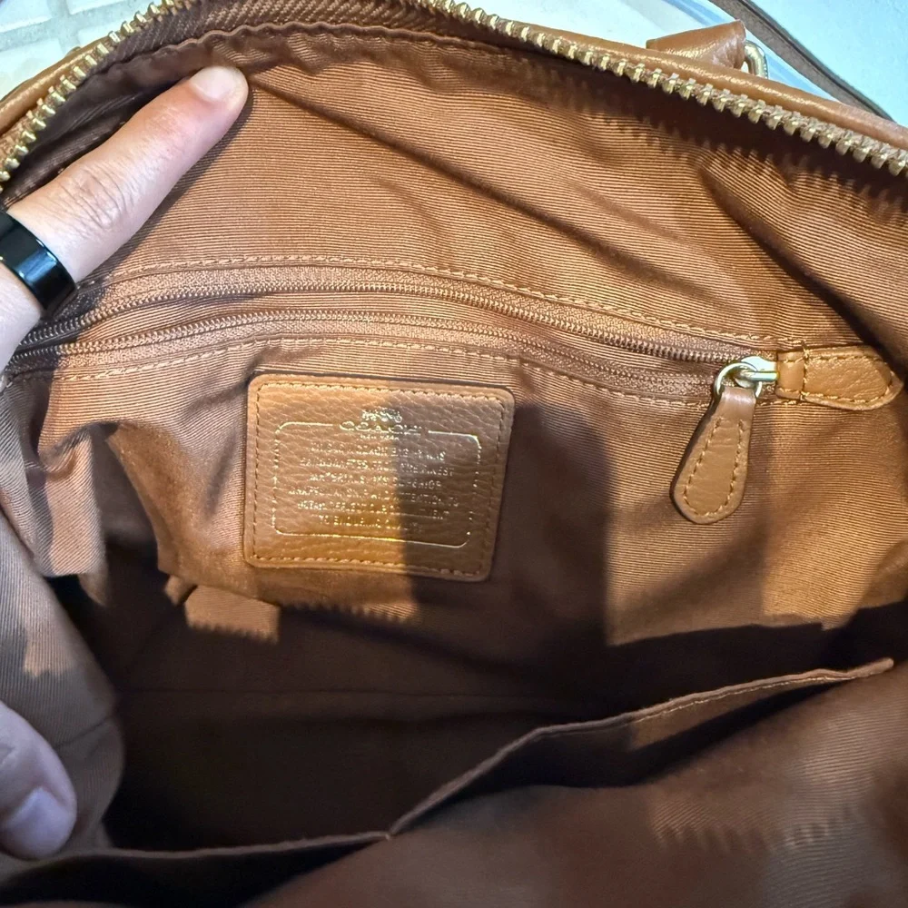 Coach Tan Leather Satchel with Gold Accents - Picture 4 of 4